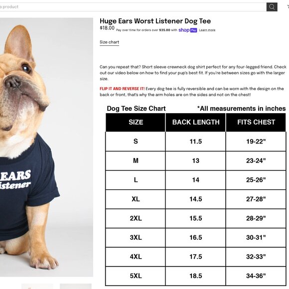 Club Huey Huge Ears Worst Listener T-Shirt for Frenchies Small to Medium - Picture 8 of 8